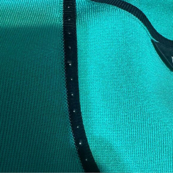 Ming Wang Green with Black Beaded Trim Round Neck Sleeveless Knit Top Sz Small - Picture 5 of 9